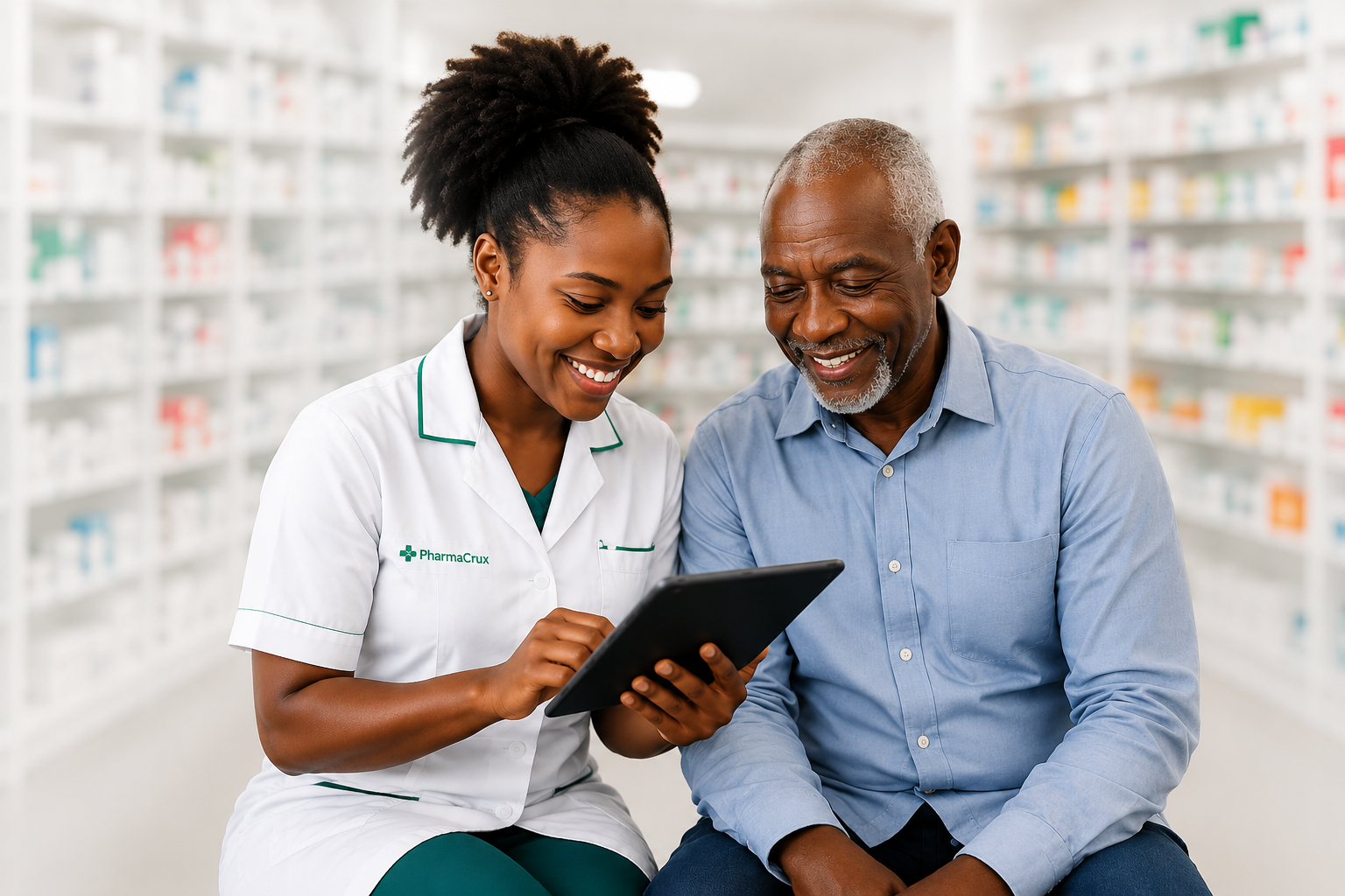 Pharmacist supporting patient